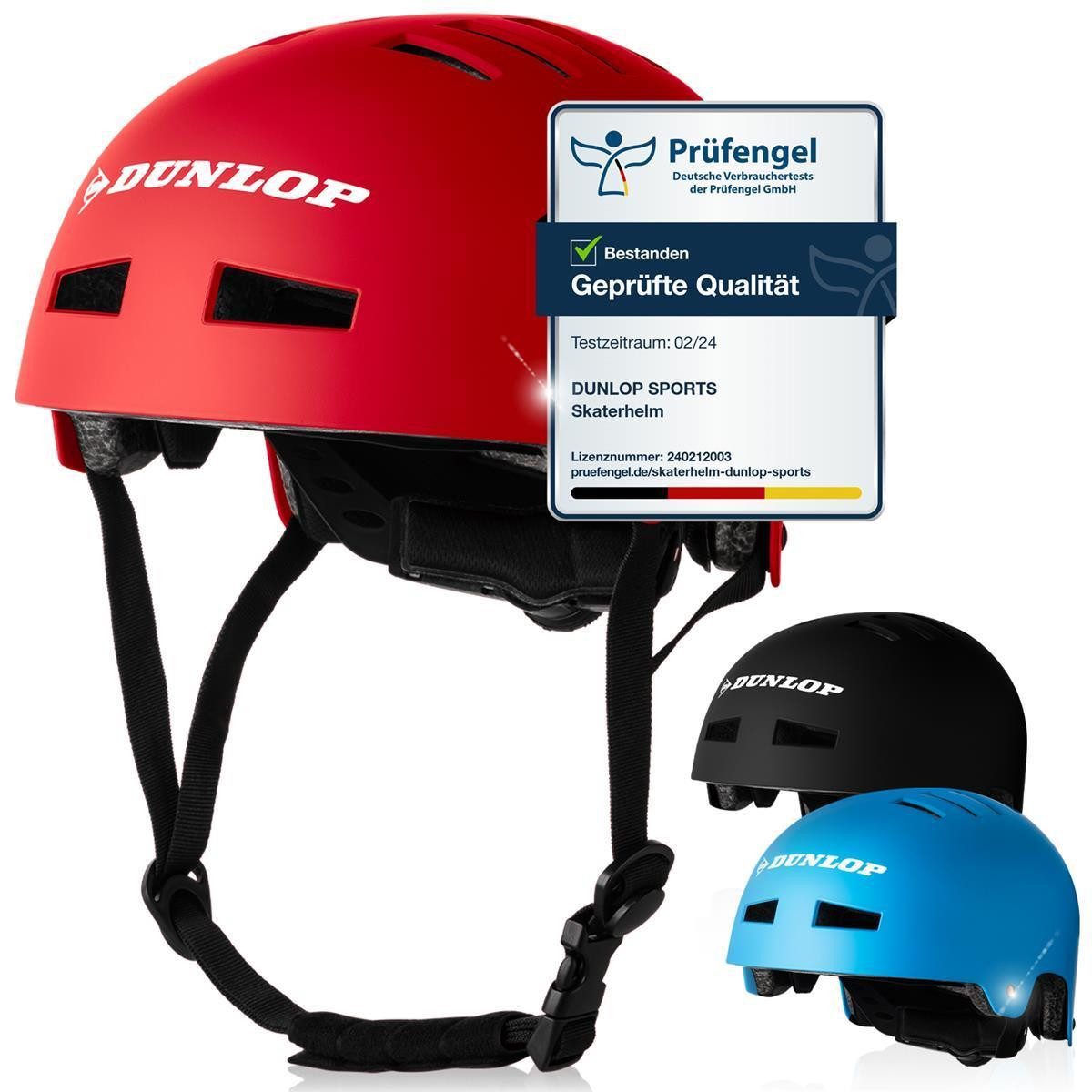 Dunlop Fahrradhelm Fahrradhelm Skaterhelm Helm S-L, Test Sehr Gut - Leichter robuster Allrounder Helm, Schnellverschluss
