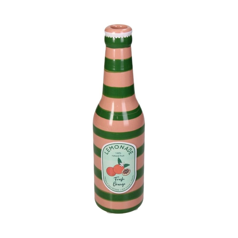 Kersten BV Dekovase Deko Vase Keramik gestreift Pink, Grün - Orangen Limonade (1 St), 6,5 x 6,5 x 24 cm