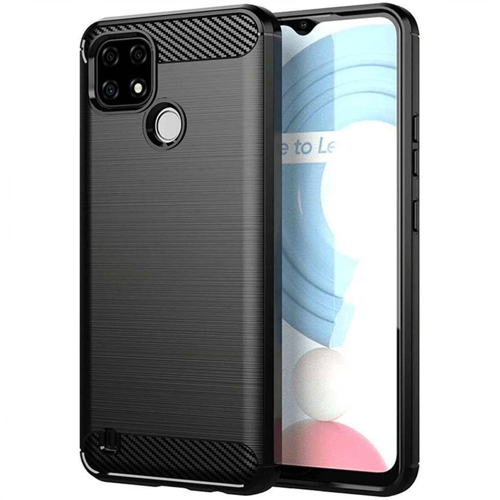 cofi1453 Handyhülle Silikon Hülle Bumper Carbon kompatibel mit REALME C21Y Case TPU Soft, Case Cover Schutzhülle Bumper