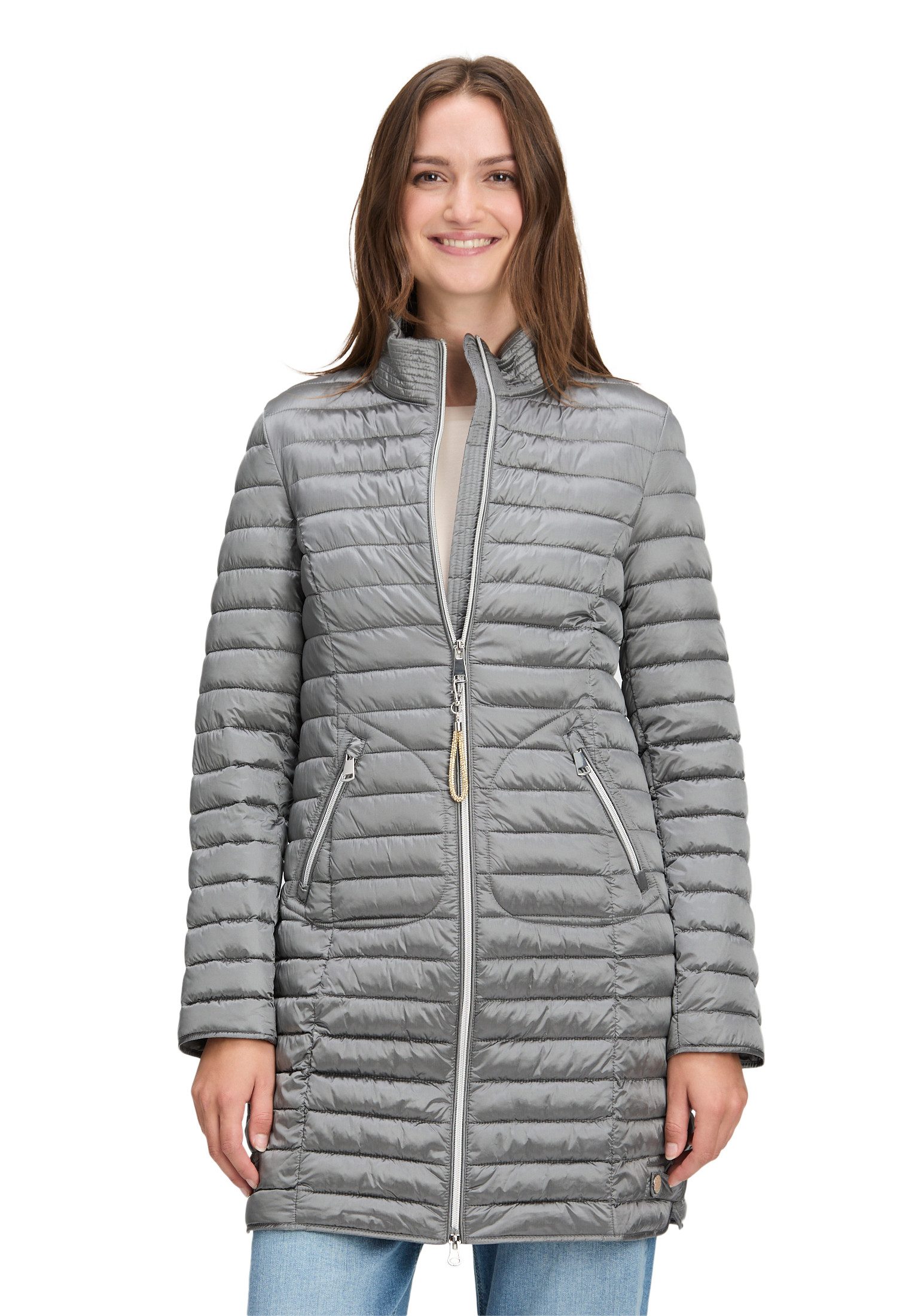 Cartoon Steppjacke Damen Steppjacke mit Reißverschlusstaschen günstig online kaufen
