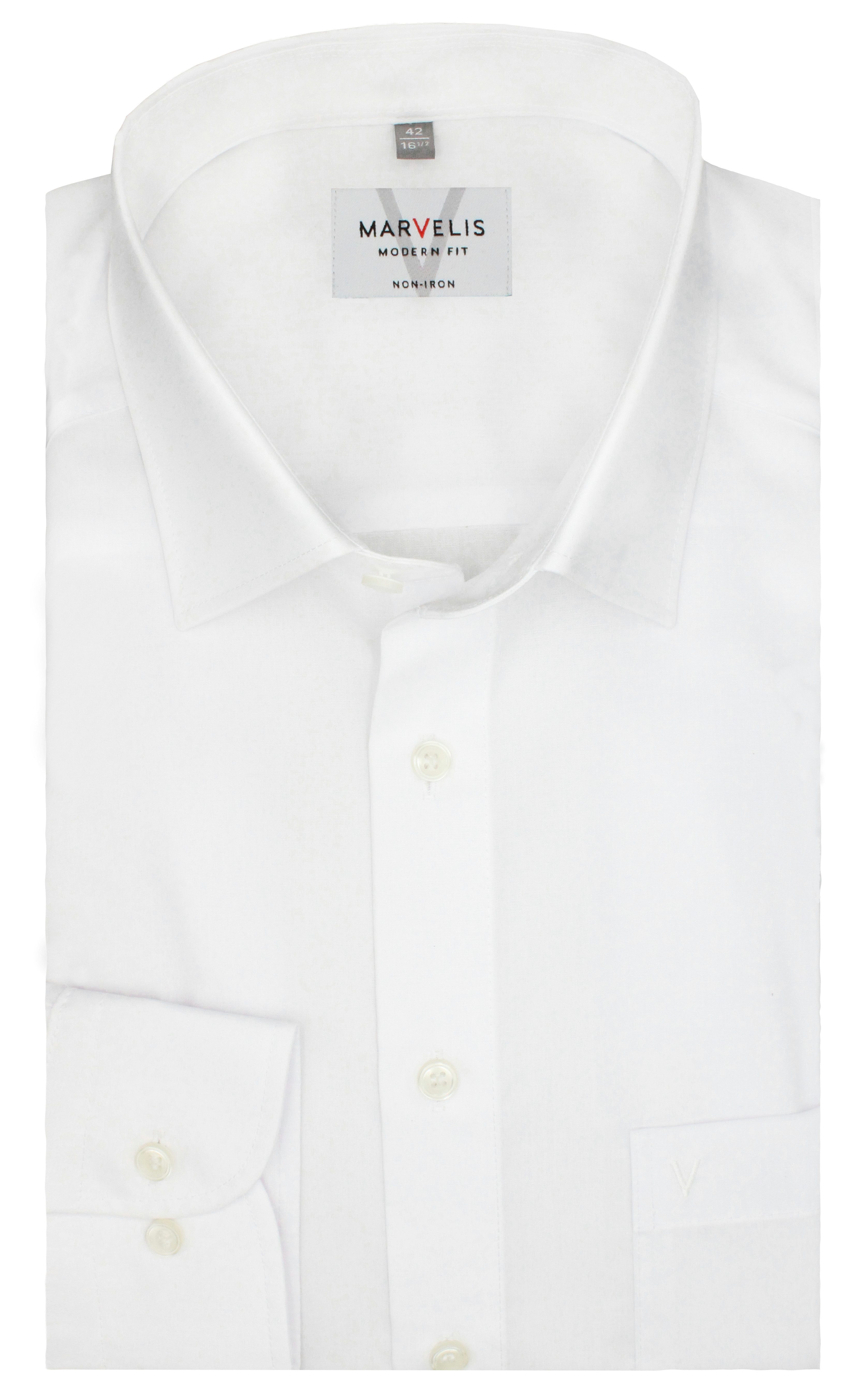 MARVELIS Businesshemd Weiss, Modern Fit, Bügelfrei, 100% Baumwolle, New Ken günstig online kaufen