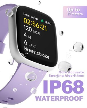 TOOBUR Damen's Fitness Tracker IP68 Wasserdicht Smartwatch (1,83 Zoll, Android/iOS), mit Herzfrequenz/Schlaf/100 Sports Schrittzähler, nrufannahme/Anrufe
