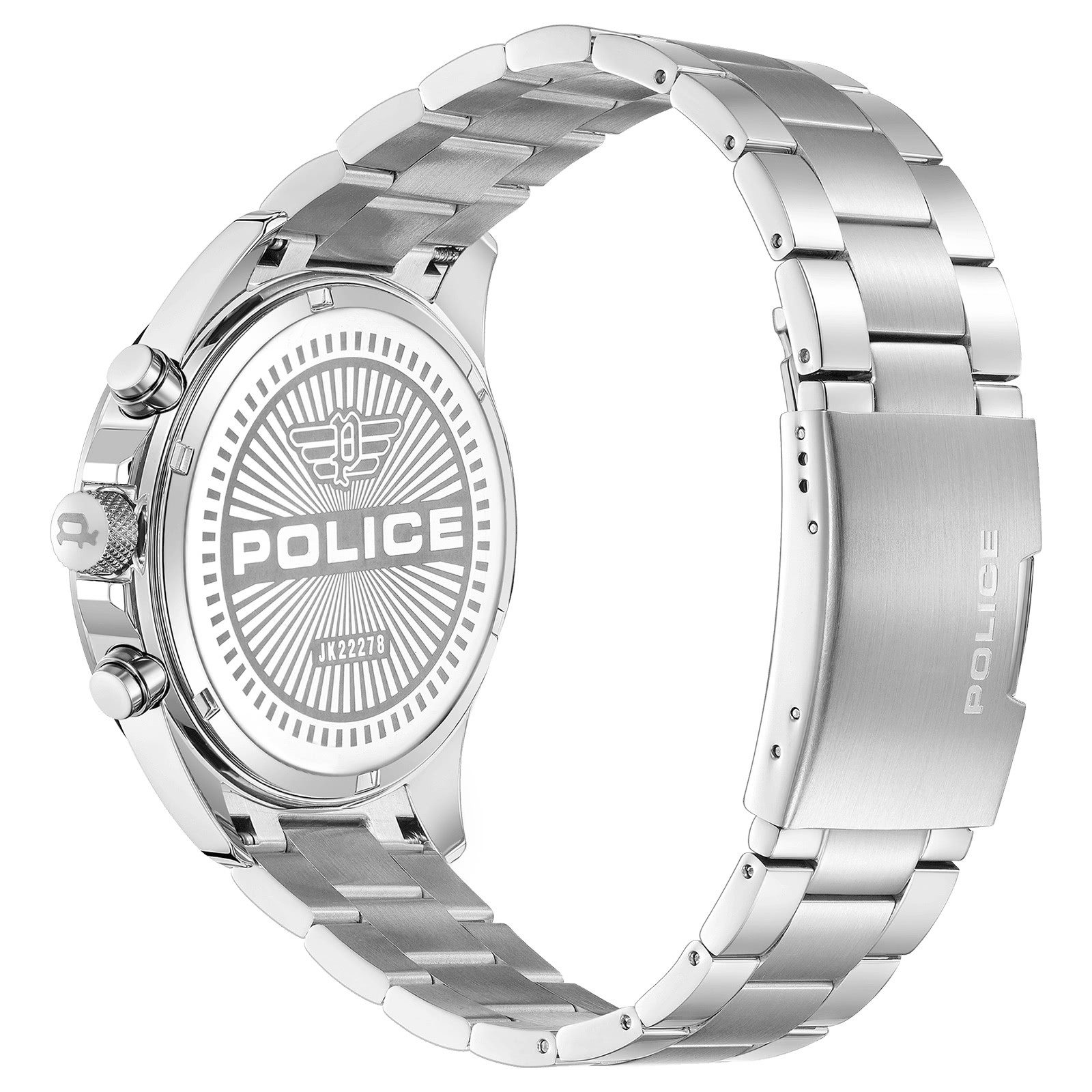 Police Multifunktionsuhr Police Herrenuhr Edelstahl silber, (Multifunktionsuhr), Herrenuhr rund, extra groß (ca. 45x53mm) Edelstahlarmband, Sport-Style