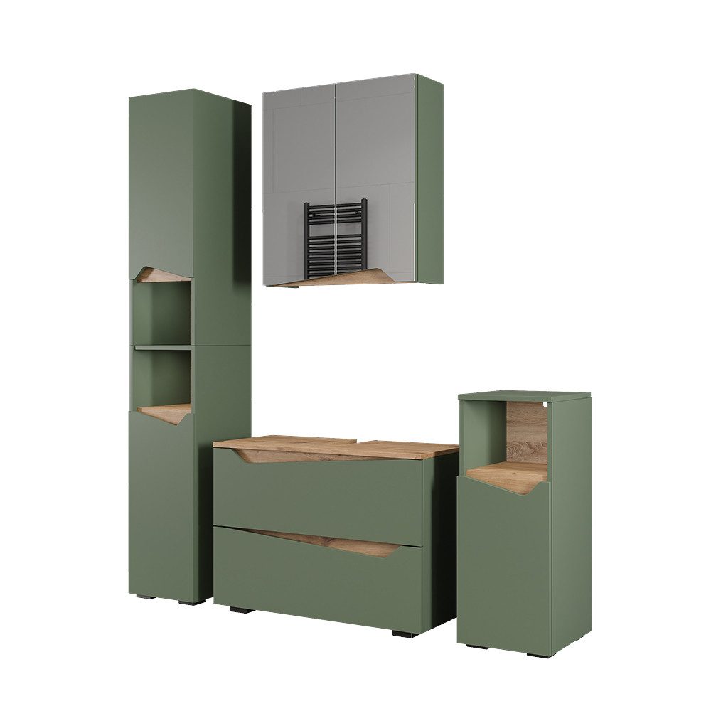 Vicco Badmöbel-Set Marelle, Grün/Artisan, 4 Teile, günstig online kaufen