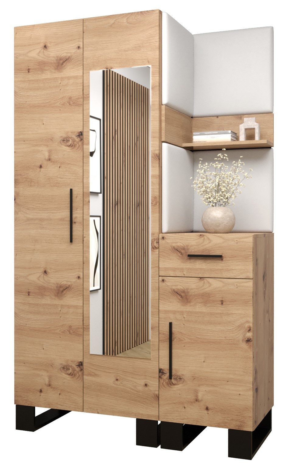 ABIKS MÖBEL Garderoben-Set ARTIN Set 16 Garderobe mit gepolsterten Paneelen, Industriell Design