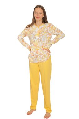 Consult-Tex Pyjama Damen Pyjama Schlafanzug DW503 (Spar-Set, 1 Set) Alloverdruck, Knopfleiste