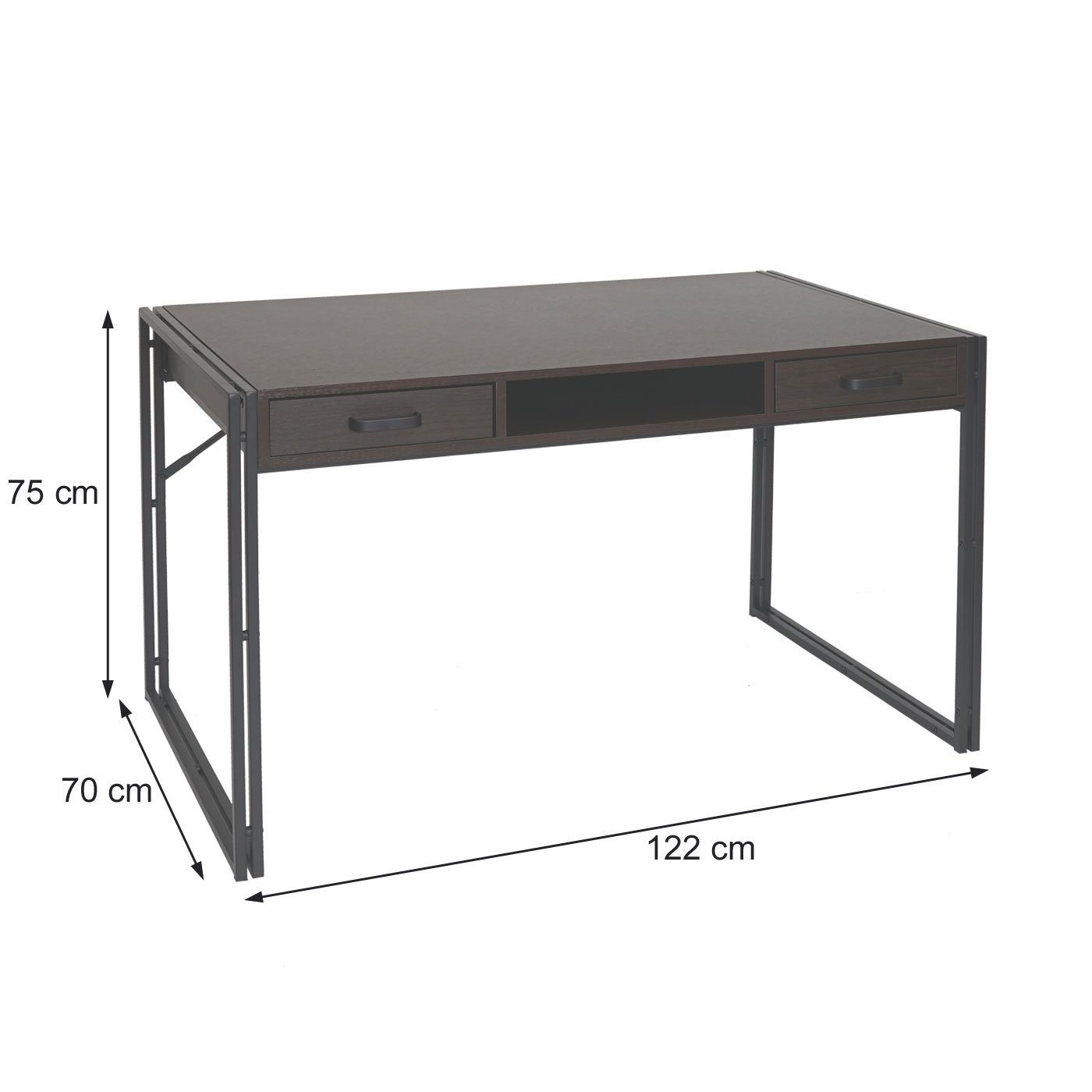 Innenflächen Inklusive 2 dunkelbraun,anthrazit Schubladen, MCW MCW-A27-, 3D-Struktur und mit Schreibtisch Oberfläche