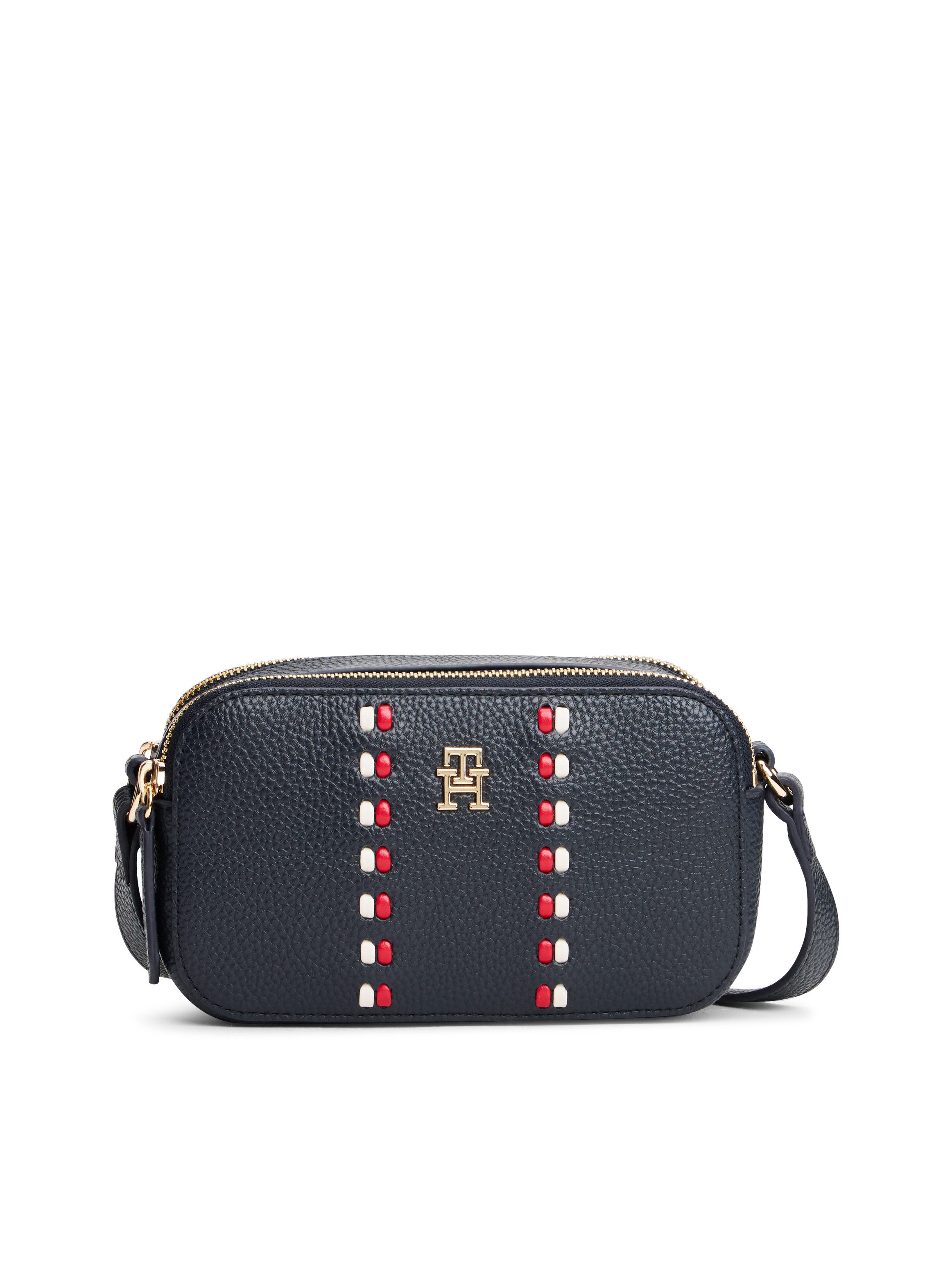 Tommy Hilfiger Umhängetasche TH TIMELESS CAMERA BAG, Damen Schultertasche, Minibag mit farbigen Durchzügen