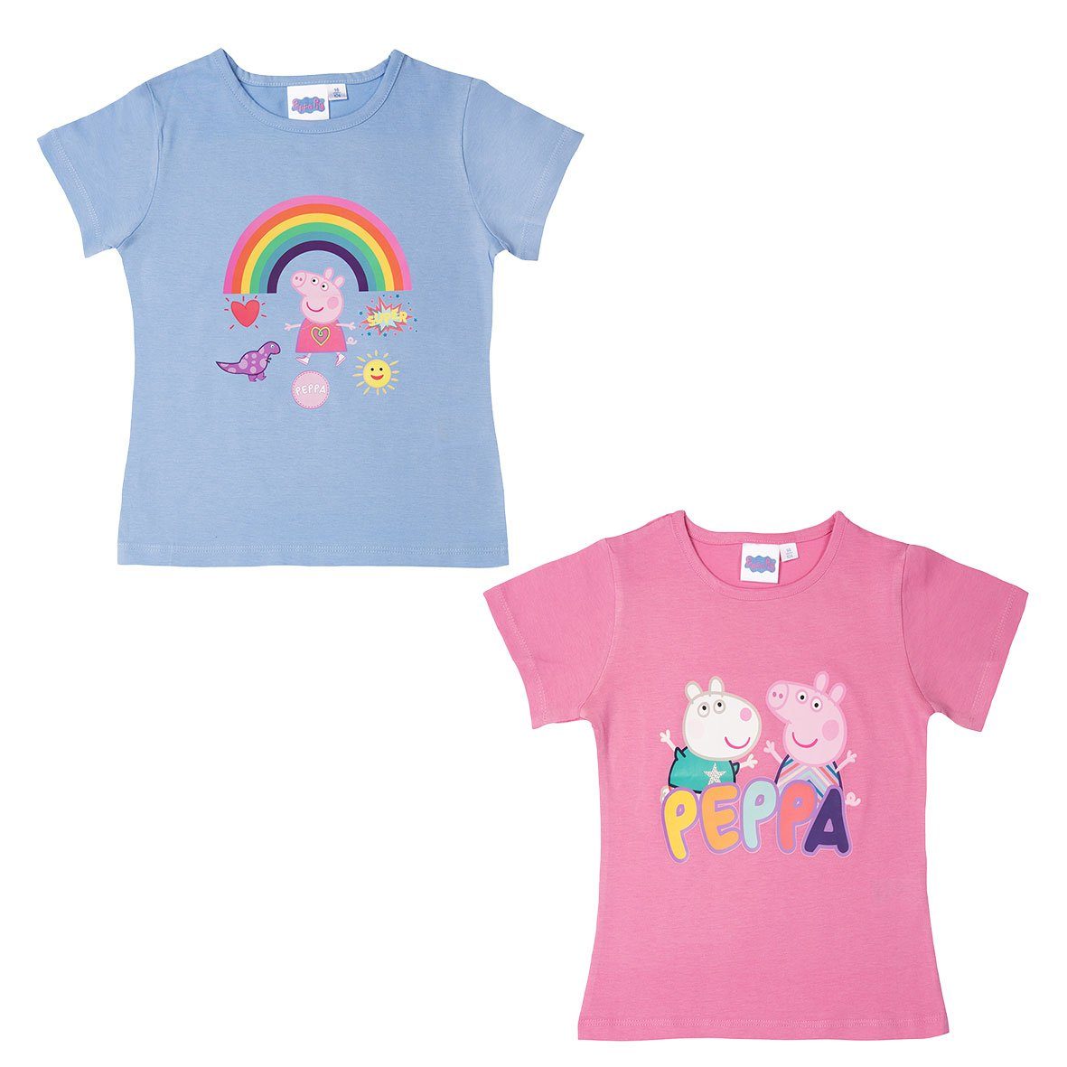 Pink/Blau Labels® Kinder United T-Shirt (2er Pack) Mädchen T-Shirt Peppa Wutz