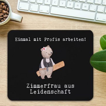 Mr. & Mrs. Panda Mauspad Zimmerfrau Leidenschaft - Schwarz - Geschenk, Ausbildung, Arbeitszimm (1-St), Rutschfest