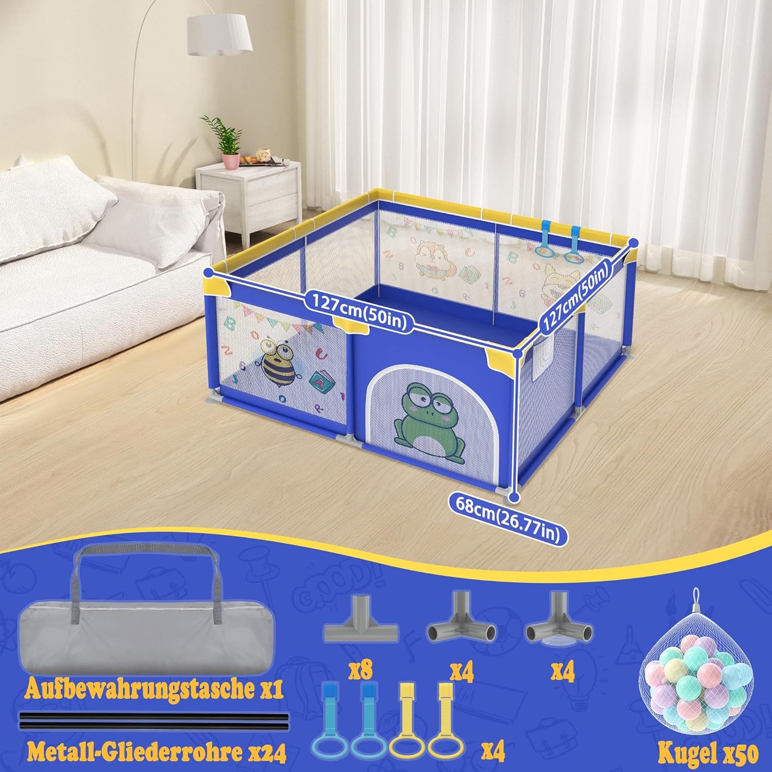 FIVMEN Laufstall Laufgitter Baby Absperrgitter Aktivitätszentrum Mit Bunten günstig online kaufen