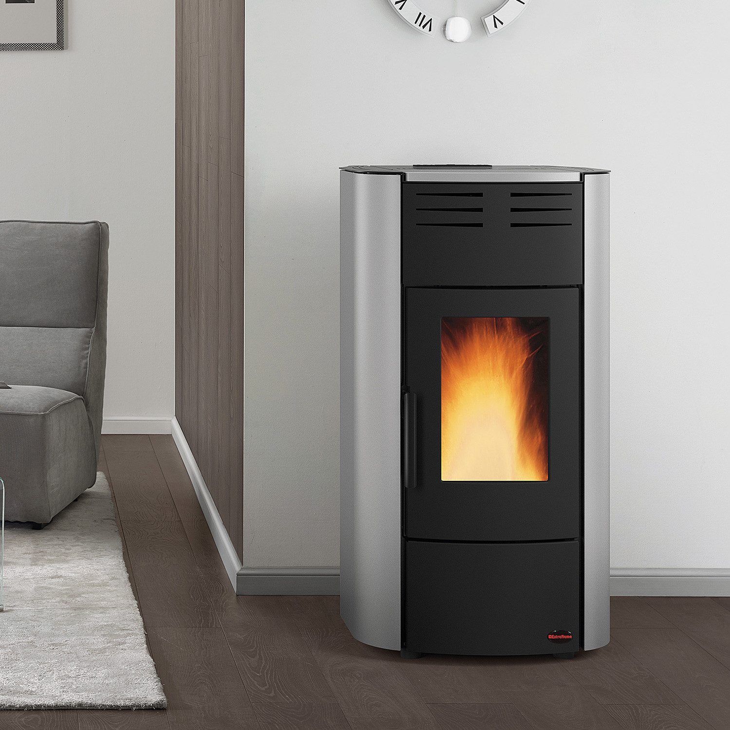 Extraflame Pelletofen Extraflame Raffaella Idro H15 wasserführ. Pelletofen bordeaux, 18.1 kW, Pelletofen wassergeführt