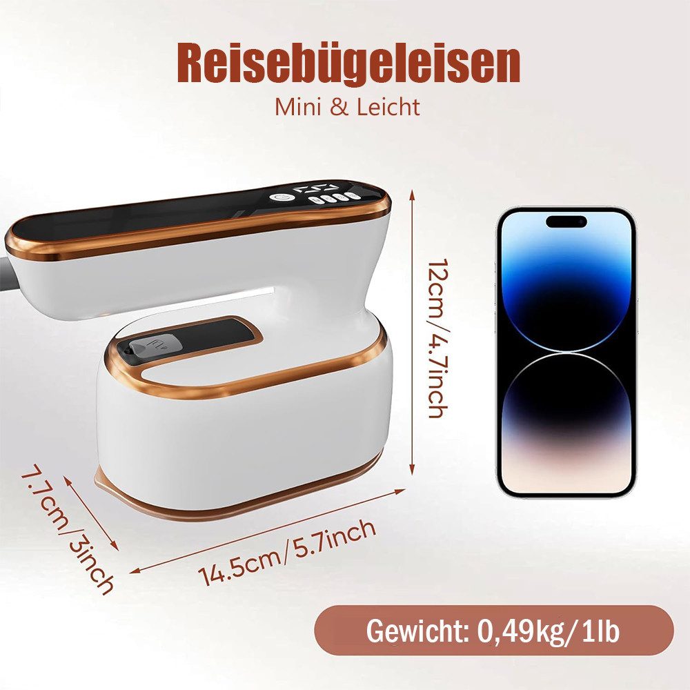 TUWENA Dampfglätter Verbessert Dampfbügeleisen Mini, Faltbares Kompaktes Reisebügeleisen, 15s Schnelles mit LED-Anzeige & 4-Stufen-Dampf für Reisen und Zuhause