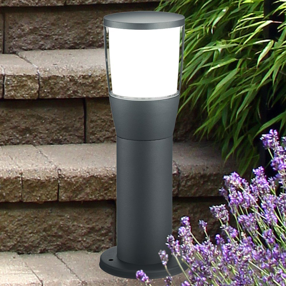 etc-shop LED Außen-Stehlampe, LED-Leuchtmittel fest verbaut, Warmweiß, Sockelleuchte LED Außenlampe Gartenstrahler Aluminium