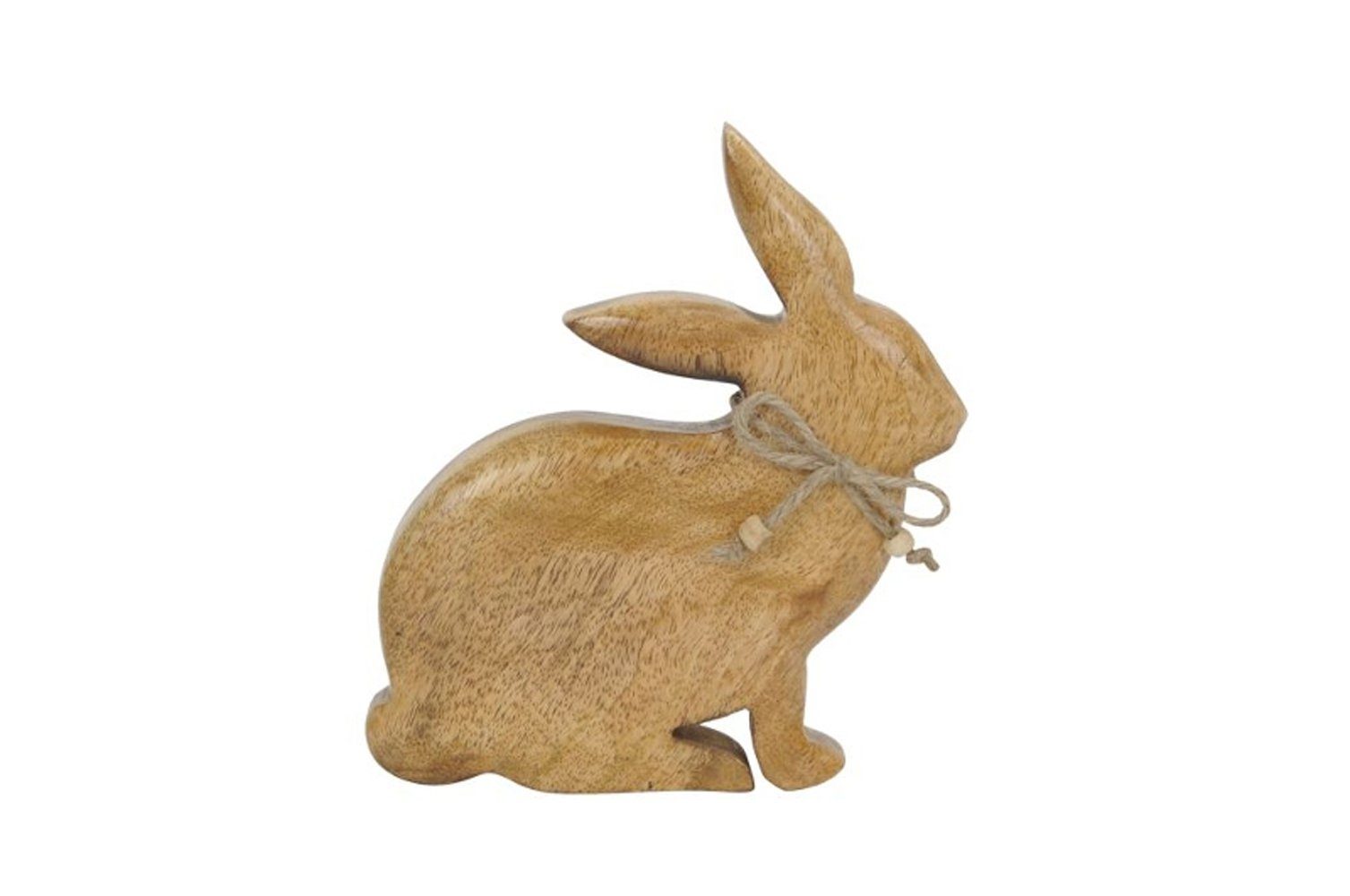Dekofigur Hase Dekofigur Mangoholz 18x3x20cm Ostern mit Schleife