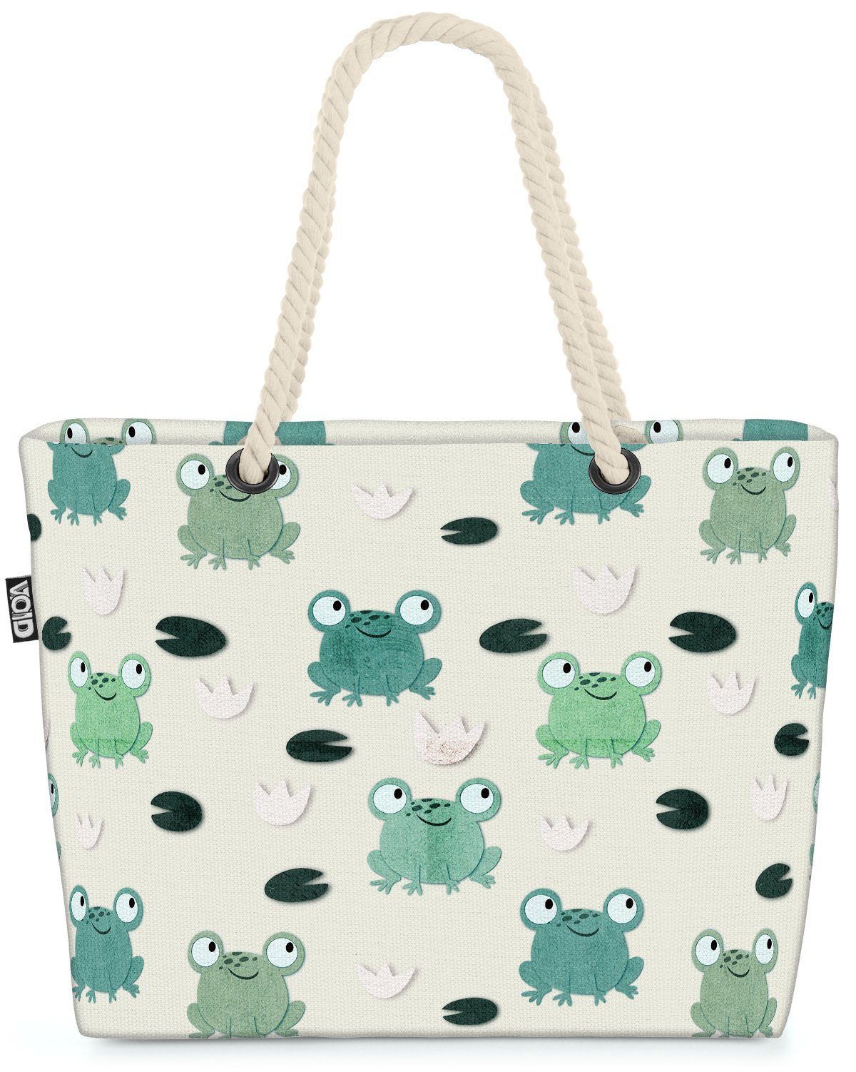 VOID Strandtasche (1-tlg), Frösche Kinder Teich Tiere Cartoon Kinderzimmer Garten Teich kindermu