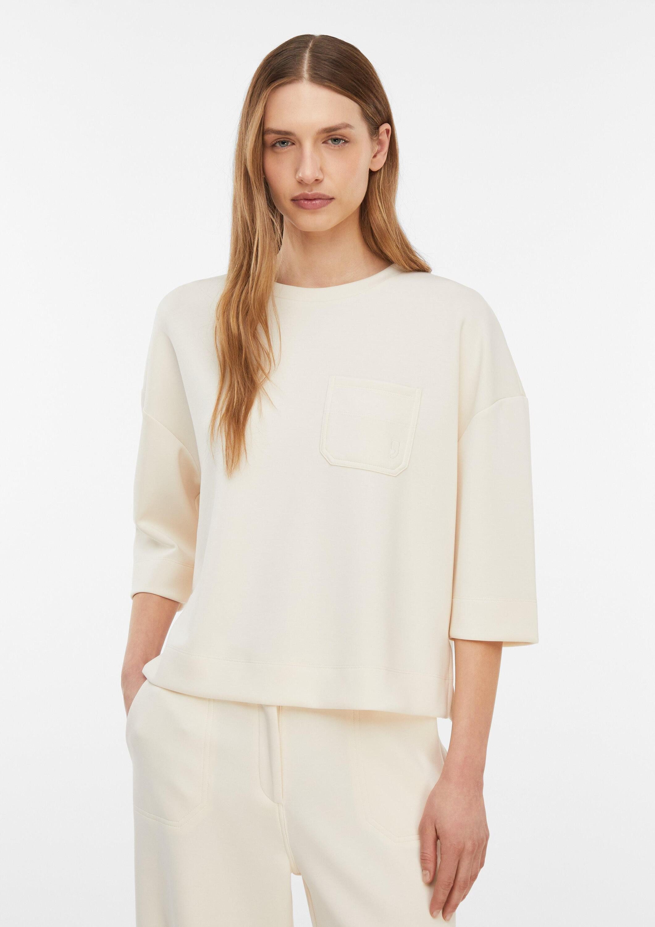 comma 3/4 Arm-Pullover Sweatshirt Weiches Sweatshirt mit aufgesetzter Tasche