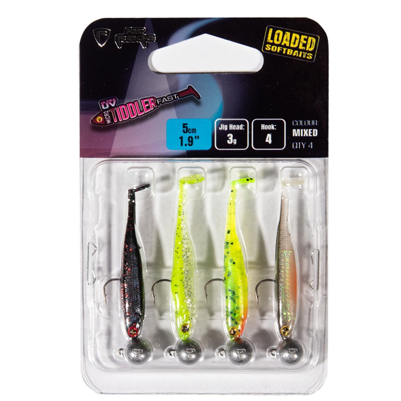 Kunstköder Fox Rage Micro Tiddler Fast 5cm 3g Mixed Pack - 4 Gummifische