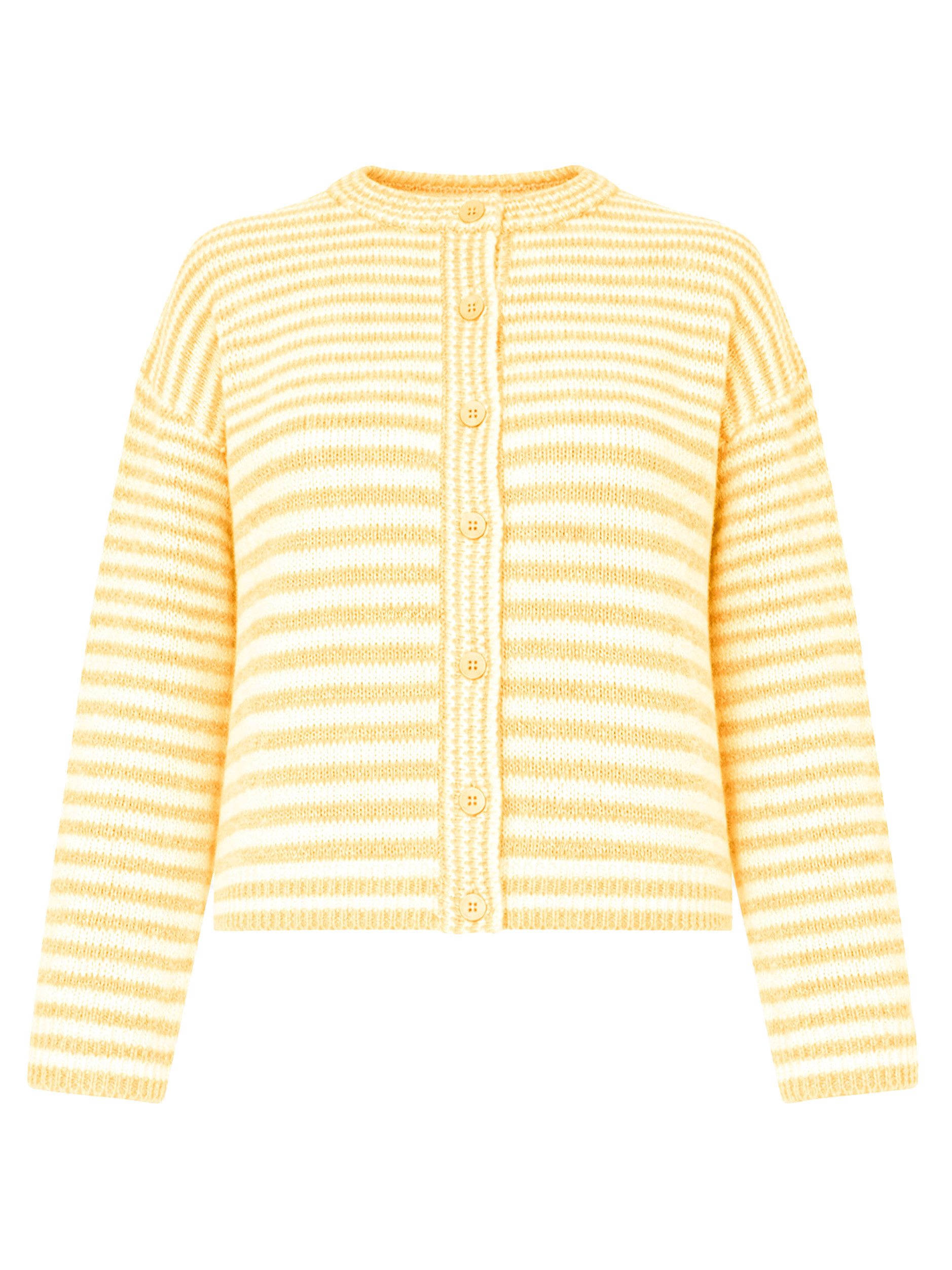 SASSYCLASSY Cardigan Strickjacke mit grafischem Streifenbild für Damen Weicher Cardigan mit durchgehender Knopfleiste im lockeren Schnitt