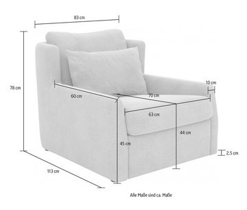 andas Sessel Myrbo, mit Zierkissen inklusive, extra tiefe Sitzfläche