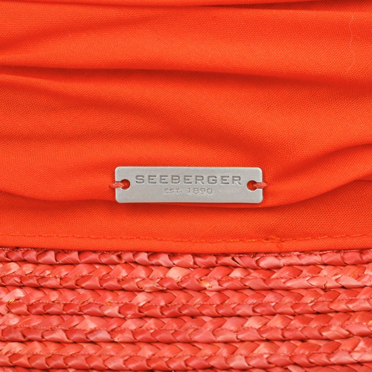 orange Ripsband (1-St) Seeberger mit Sonnenhut Strohglocke