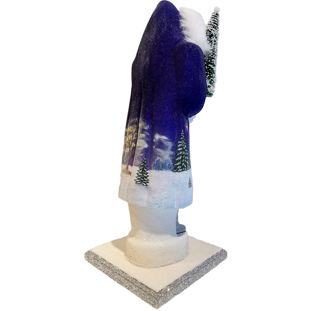 Schatzhauser Weihnachtsmann Santa Winterlandschaft blau 53cm Pappmaché (1 St), handbemalt