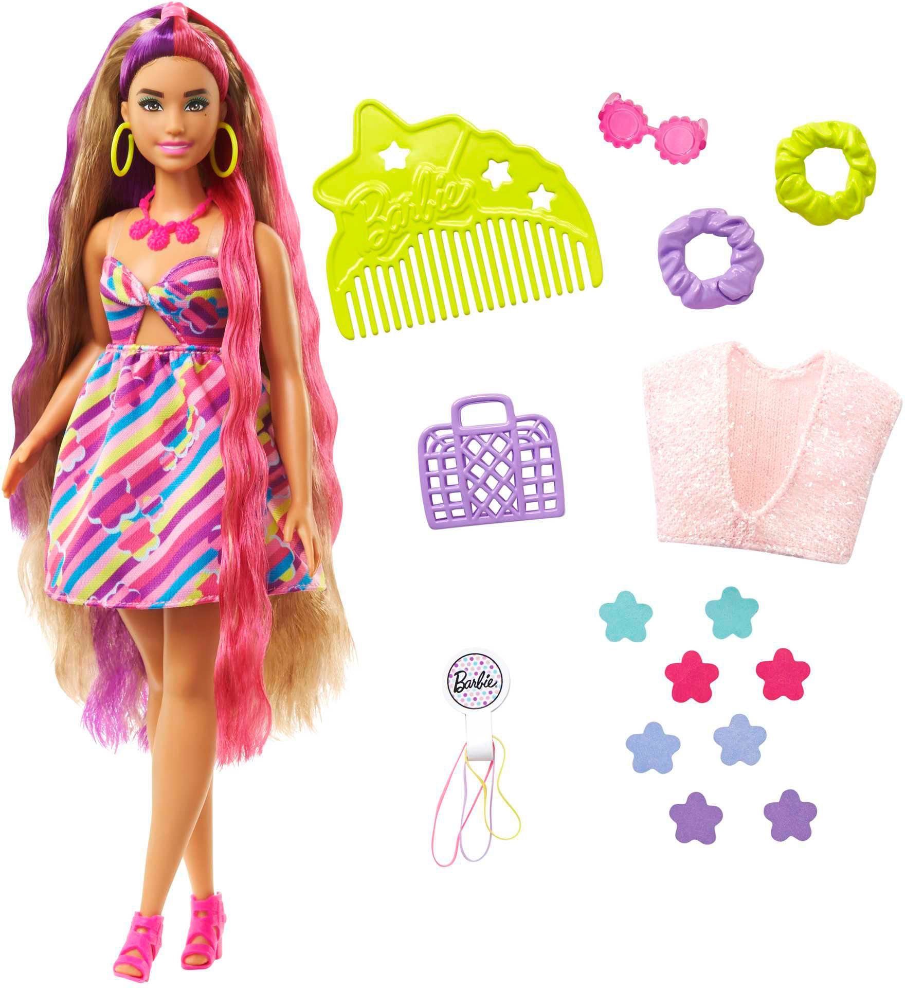 Barbie Anziehpuppe Totally Hair, blond/pinke Haare, inklusive  Styling-Zubehör