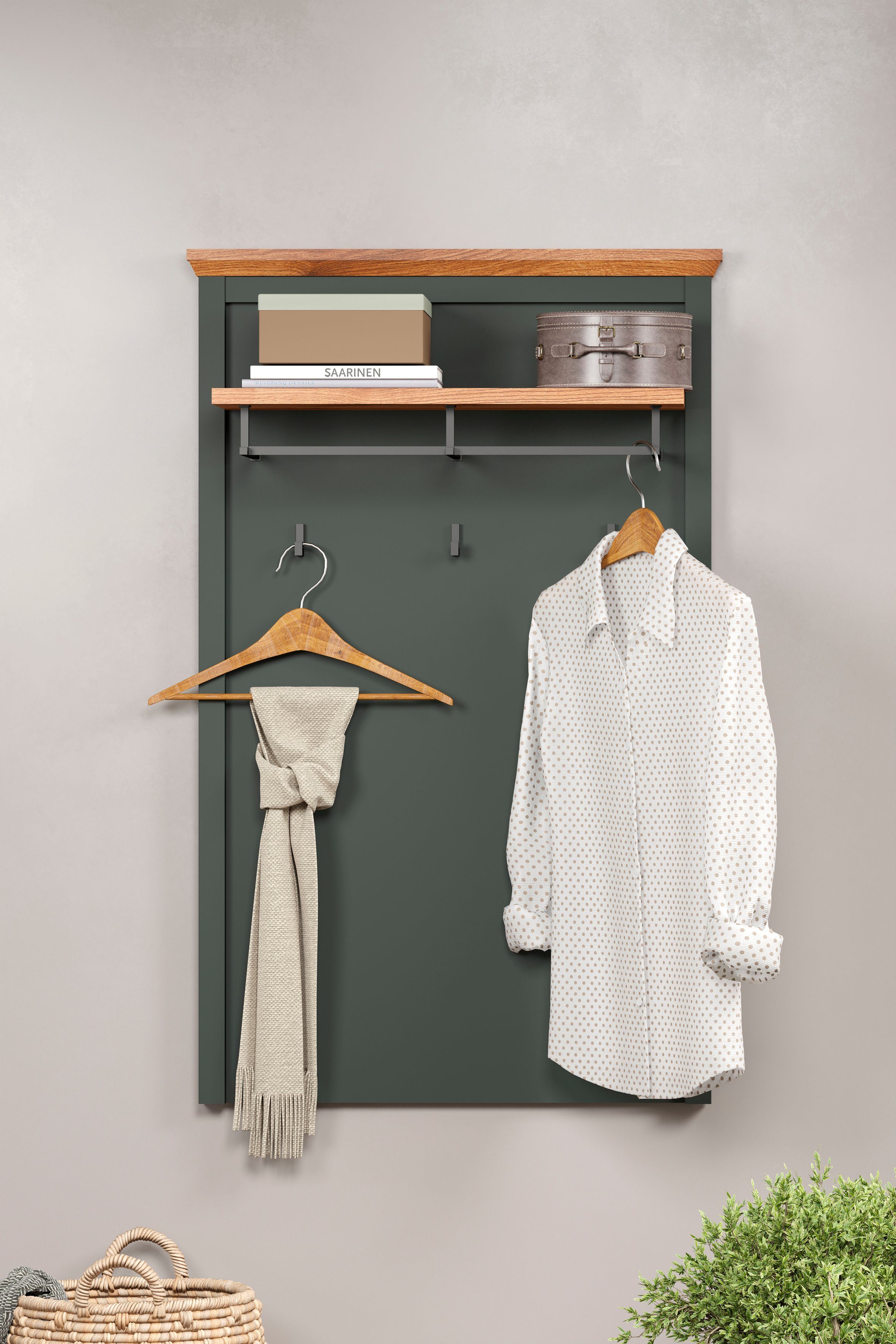 Home affaire Garderobenpaneel Vienna (1 St), Wandpaneel mit Ablage & Kleiderstange - (B/T/H) 77/28/123 cm