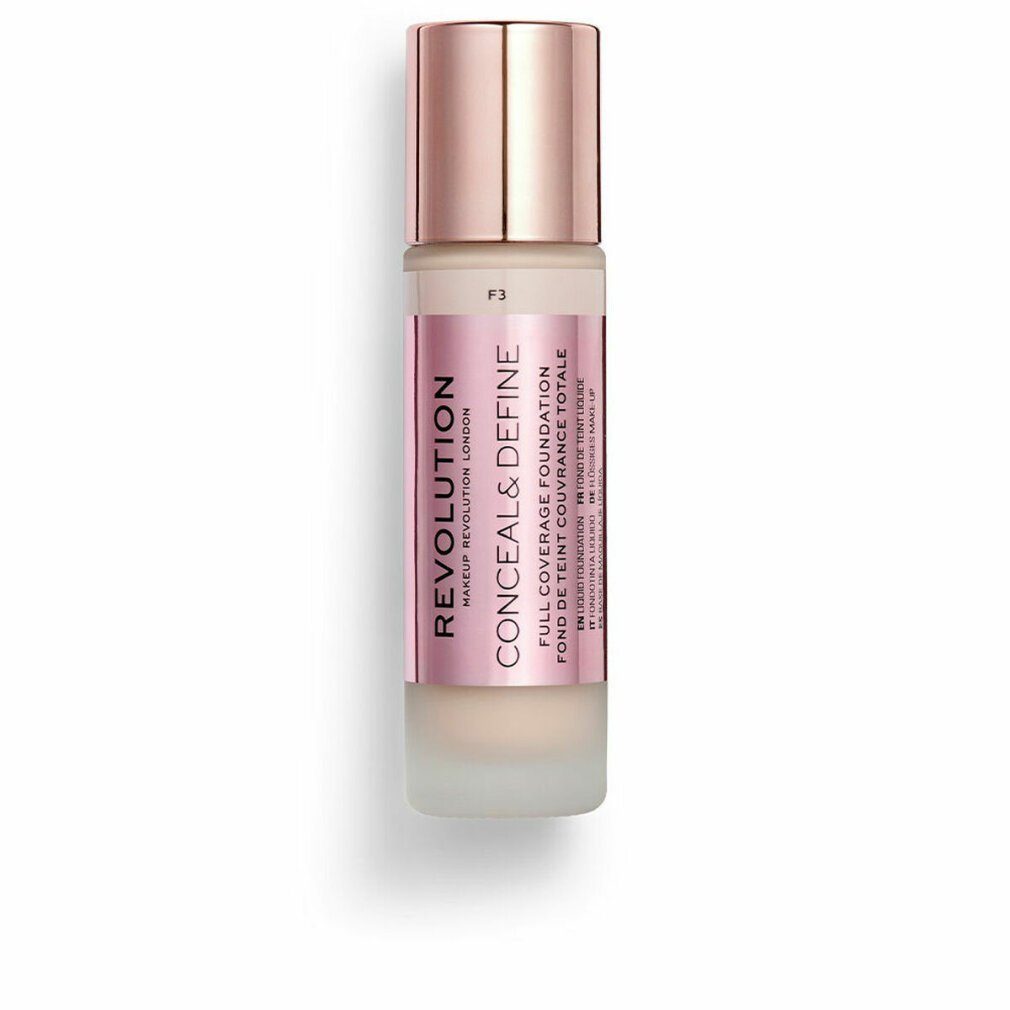 MAKE UP REVOLUTION Concealer Revolution Make Up Conceal y Define Full Coverage Foundation F3 23ml