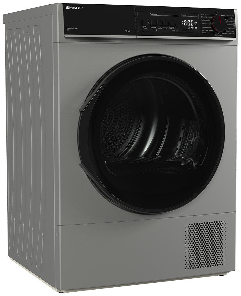 Sharp Wärmepumpentrockner KD-PRO8S7GSC-DE, SoftTouch-Bedienung mit LED-Display, Trommelbeleuchtung, WiFi