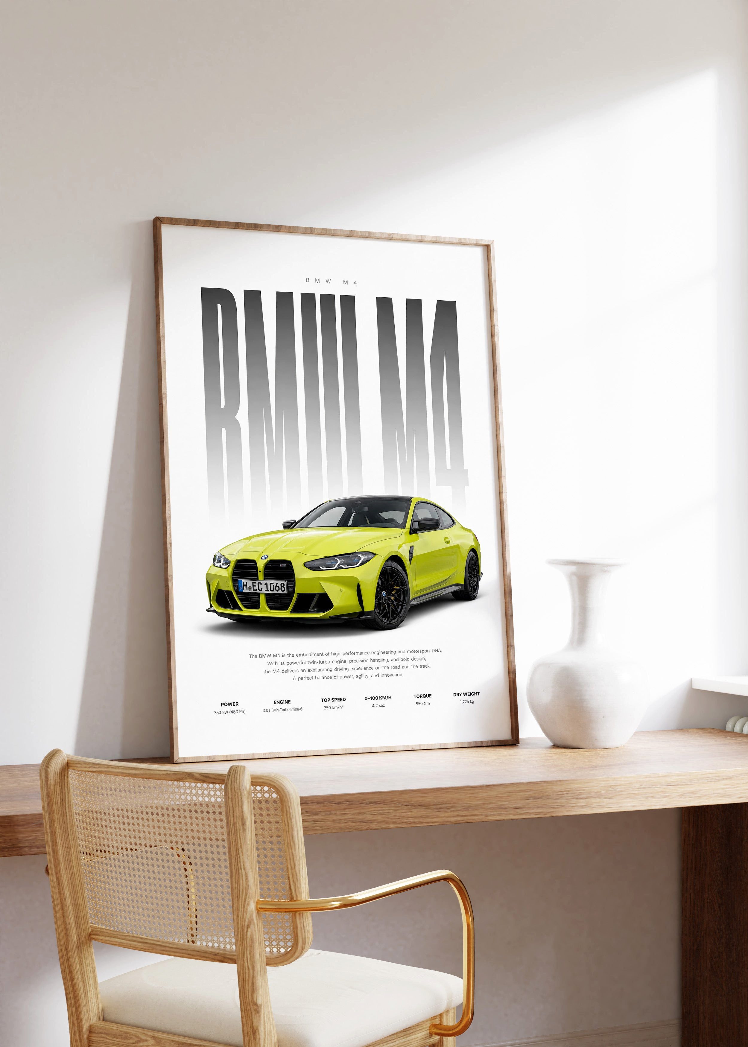 JUSTGOODMOOD Poster Sportwagen Gelb Geschenkidee Performance Coup Wandbild Deko Print ohne, (1 St) – Bild 3 von 5