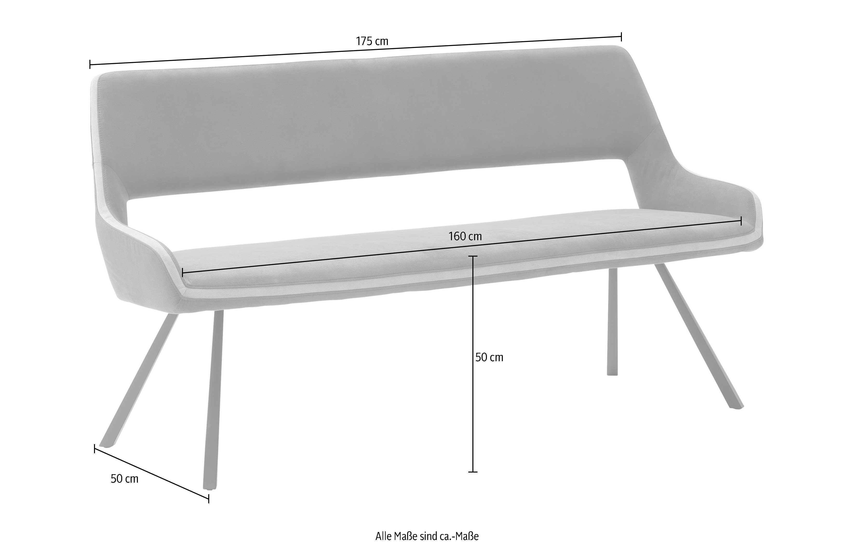 50 Sitzhöhe Dunkelgrau-Grau belastbar, MCA furniture 155 Sitzbank wahlweise | bis cm Bayonne, 280 cm-175 cm, kg breite Dunkelgrau