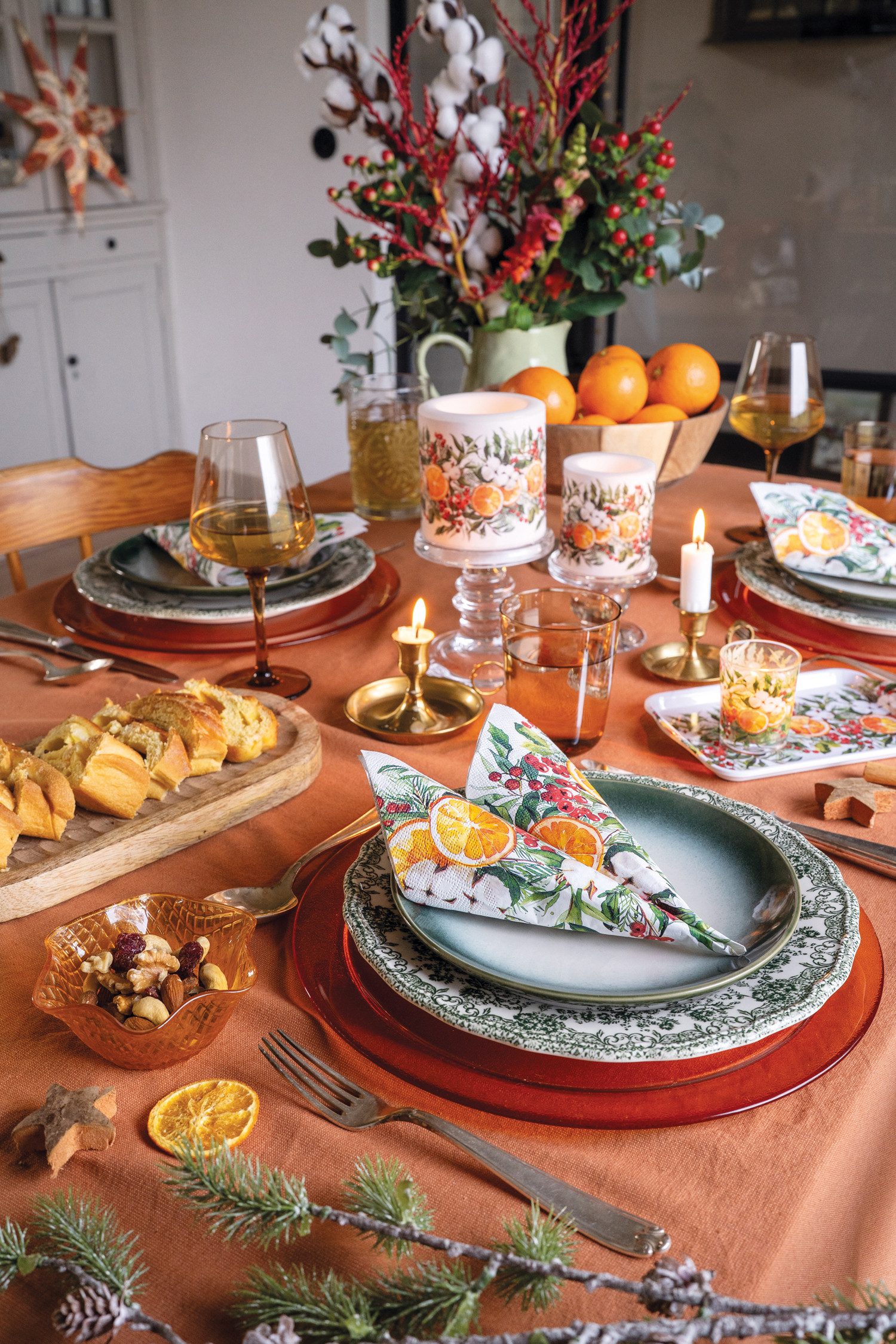 Ambiente® Tablett Winter oranges, Melamin, (1-tlg., 1-teilig), Serviertablett Küchentablett mit Griffen 33x47x2,5cm aus Melamin