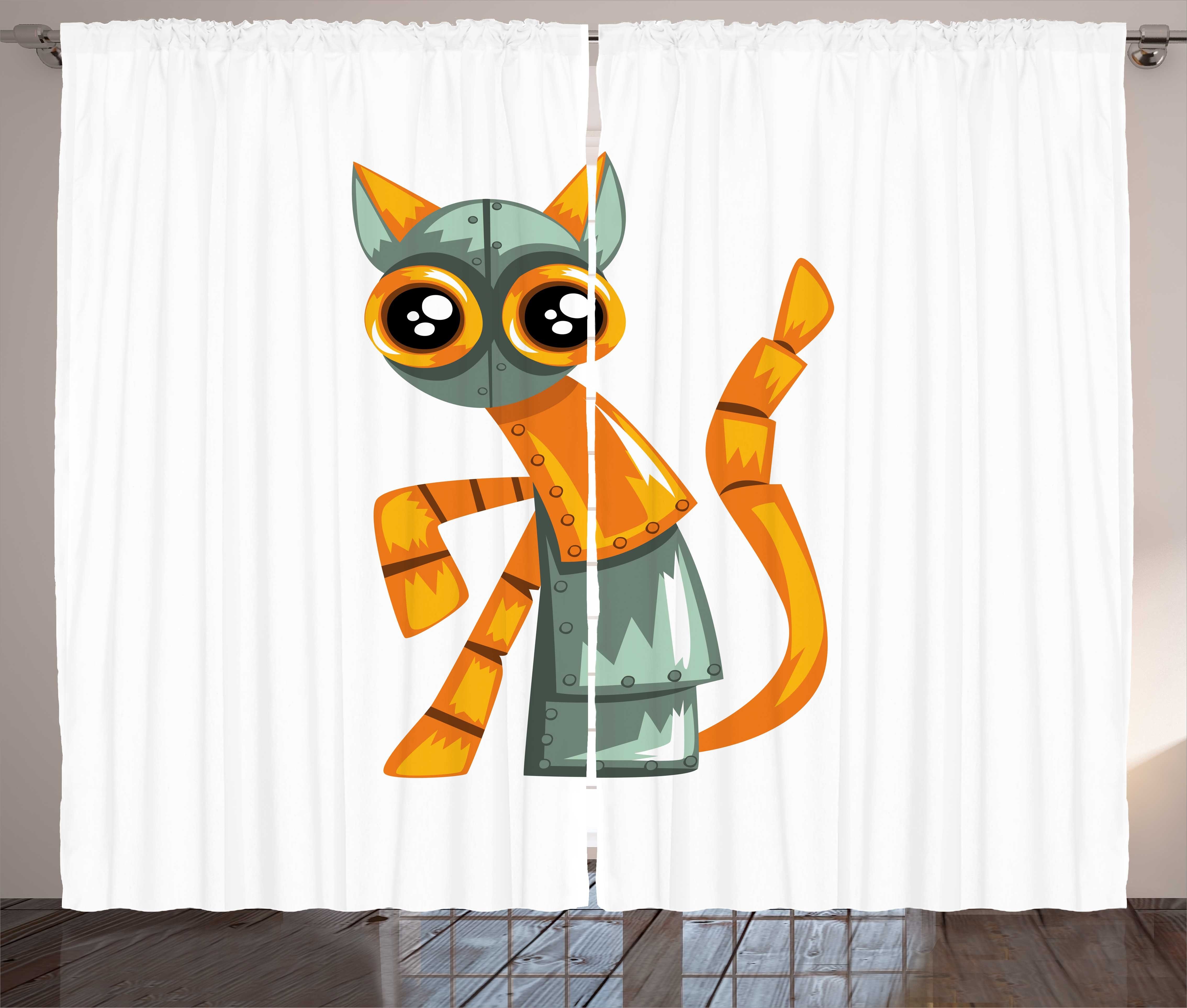 Vorhang Abakuhaus, und Gardine Schlafzimmer Katze mit Haken, Schlaufen Kräuselband Bunt Mechanische Antik