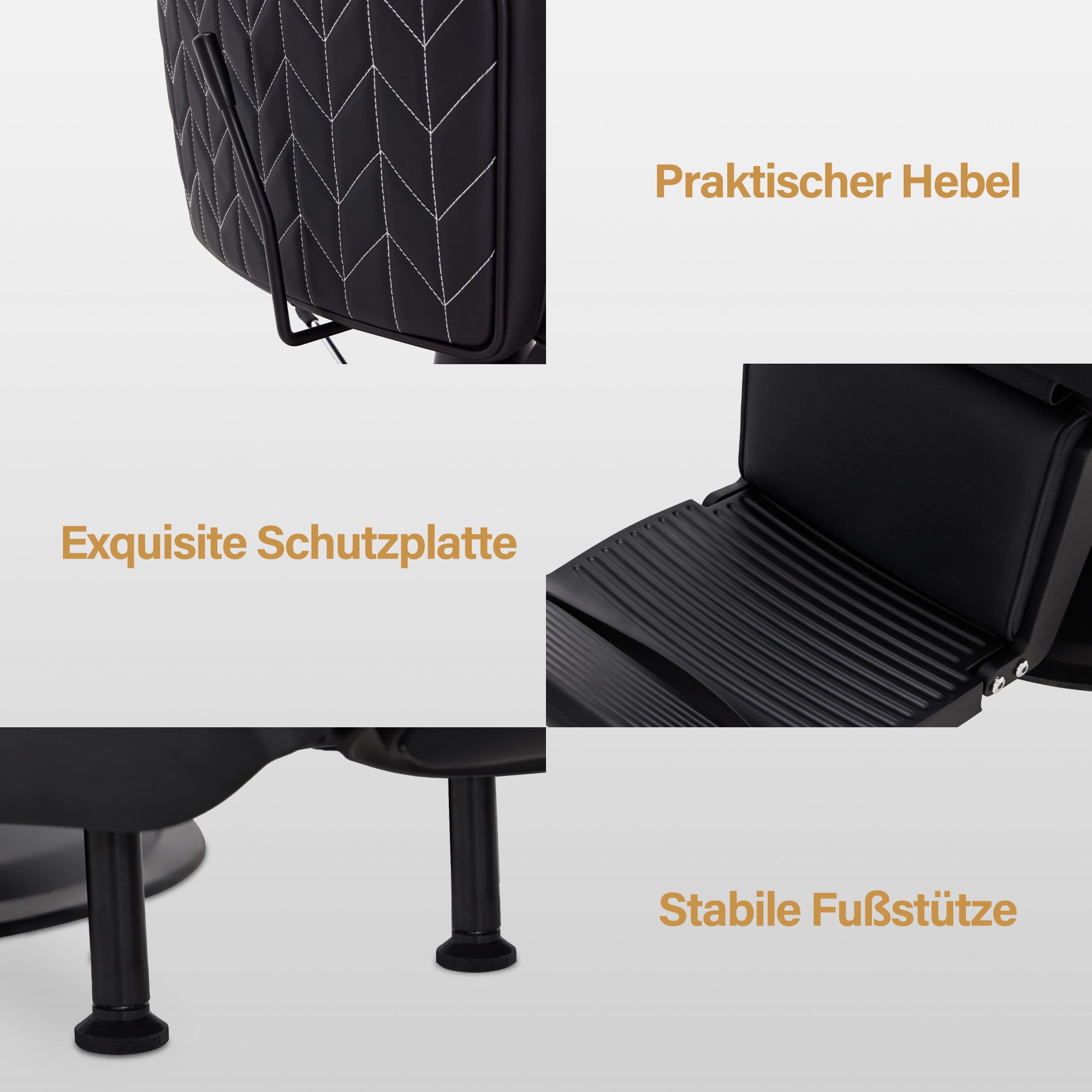Barberpub Stuhl BarberPub Friseurstuhl Friseureinrichtung 2625 (Schwarz) – Bild 5 von 5