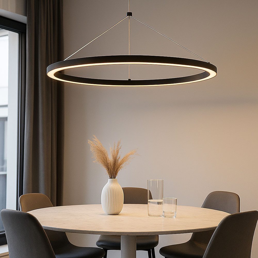 GLOBO LIGHTING LED Pendelleuchte, LED-Leuchtmittel fest verbaut, Warmweiß, LED Pendelleuchte Wohnzimmerlampe dimmbar Metall schwarz H 120 cm