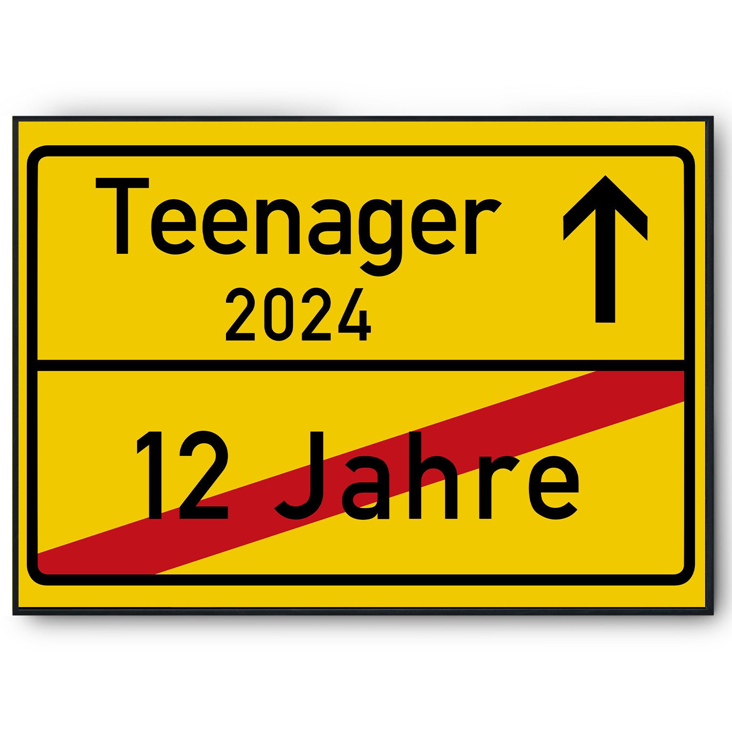 Tigerlino Poster Ortsschild Teenager Geschenkidee zum 13. Geburtstag Jugendlicher, Ortsschild aus Kartonpapier (kein Metall)