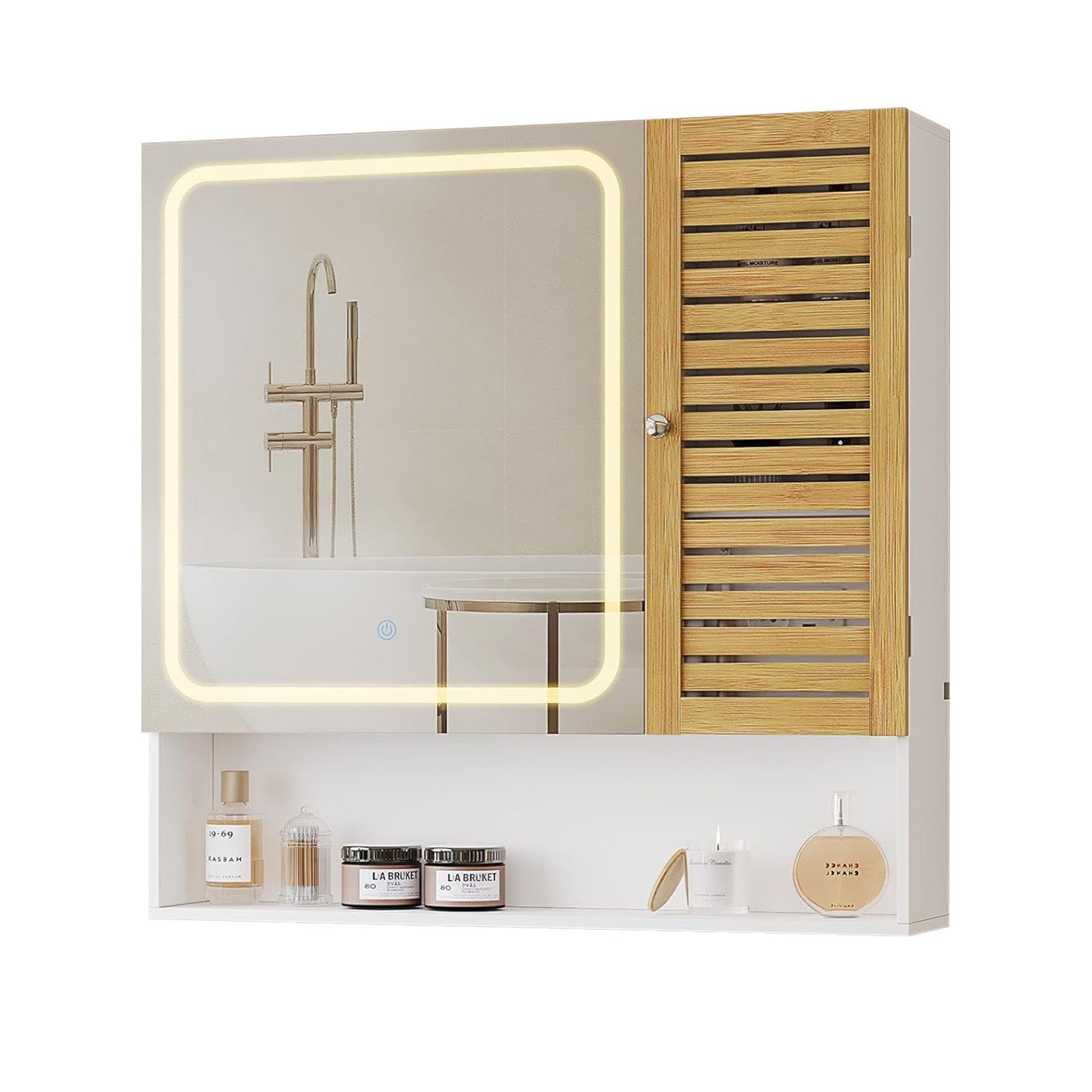 MSMASK Spiegelschrank mit LED-Beleuchtung und Steckdose, Badezimmerschrank günstig online kaufen