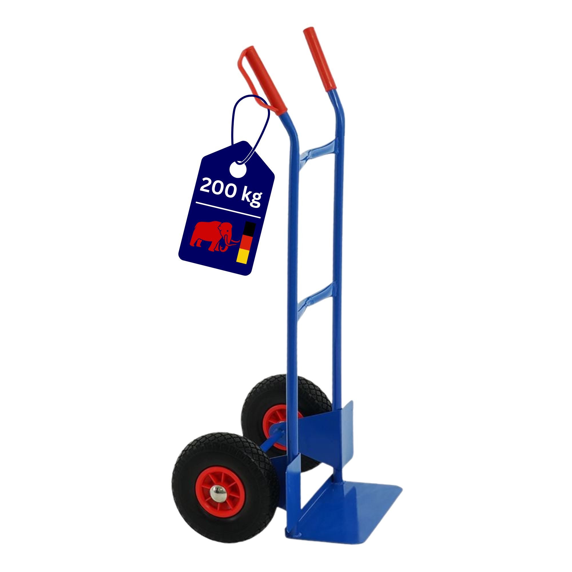 PROREGAL® Sackkarre Stahlrohr-Sackkarre mit PU-Bereifung, Traglast 200kg, (Stapelkarre, Handkarre, Transportkarre, Komplett-Set), Traglast 200kg, Vollgummireifen