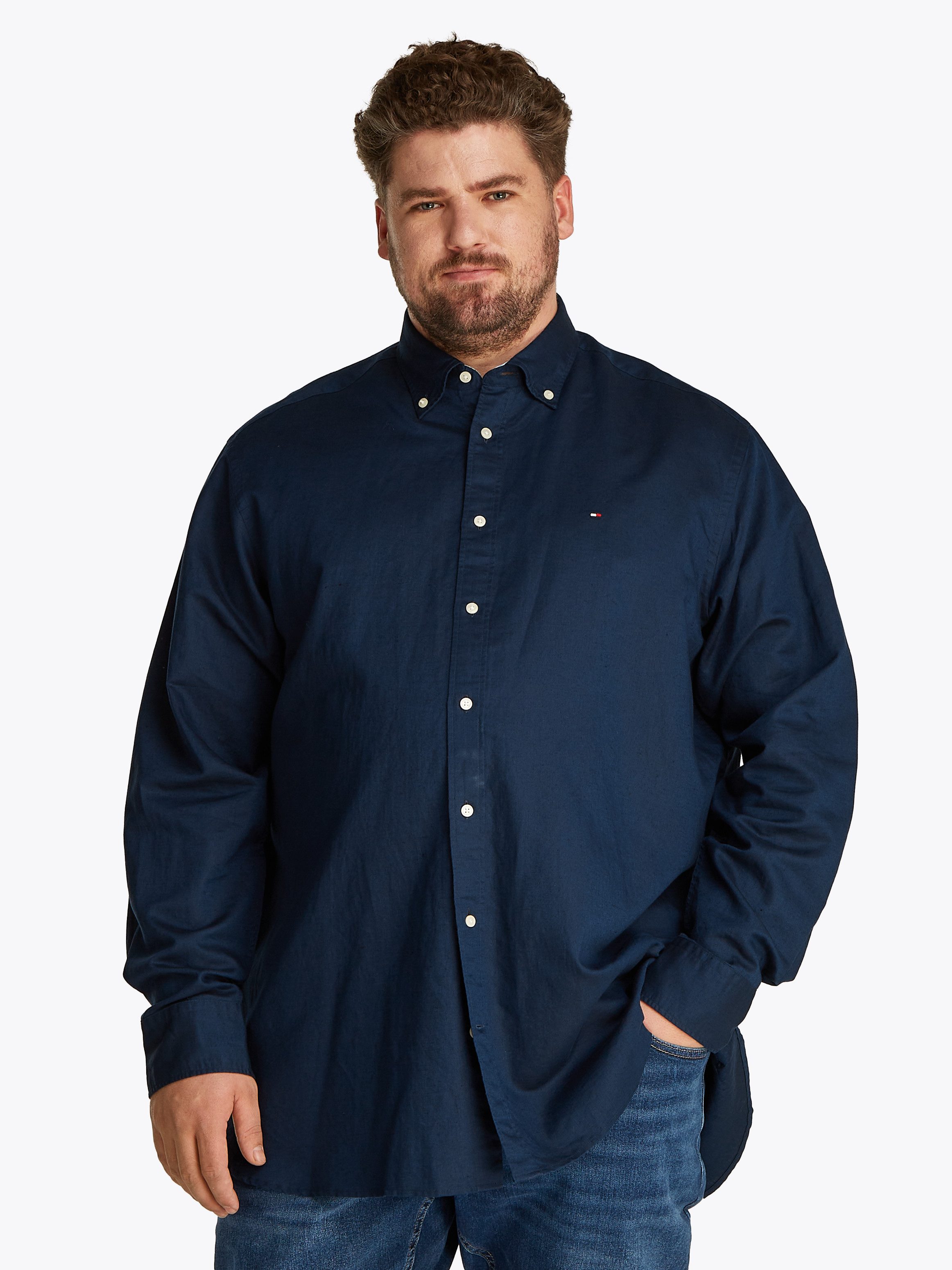 Tommy Hilfiger Big & Tall Langarmhemd BT-LINEN BLEND SOLID Große Größen günstig online kaufen