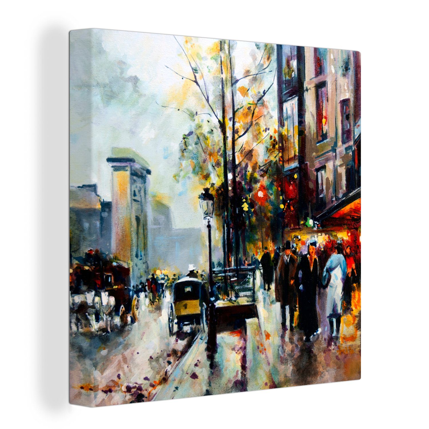 OneMillionCanvasses® Leinwandbild Kunstdrucke - Stadt - Öl, Fotodruck (1 St), Wandbild, Deko Schlafzimmer Wohnzimmer Flur 20x20 cm