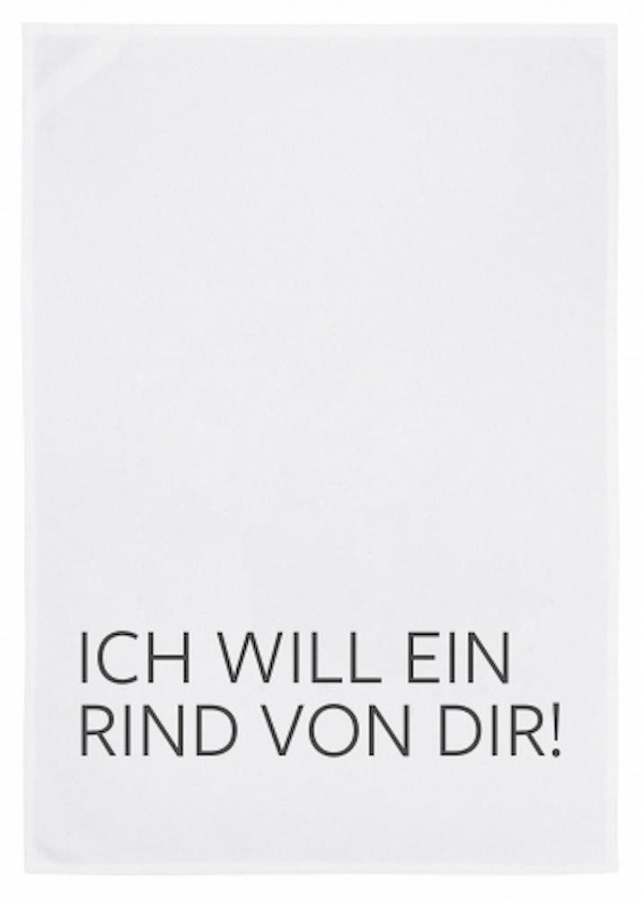 17;30 Hamburg Geschirrtuch ICH WILL EIN RIND VON DIR, (1-tlg), 50x70cm, Siebdruck