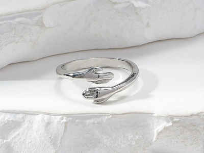 Eyecatcher Fingerring Umarmende Hände Ring. One Size in silber HUG Ring