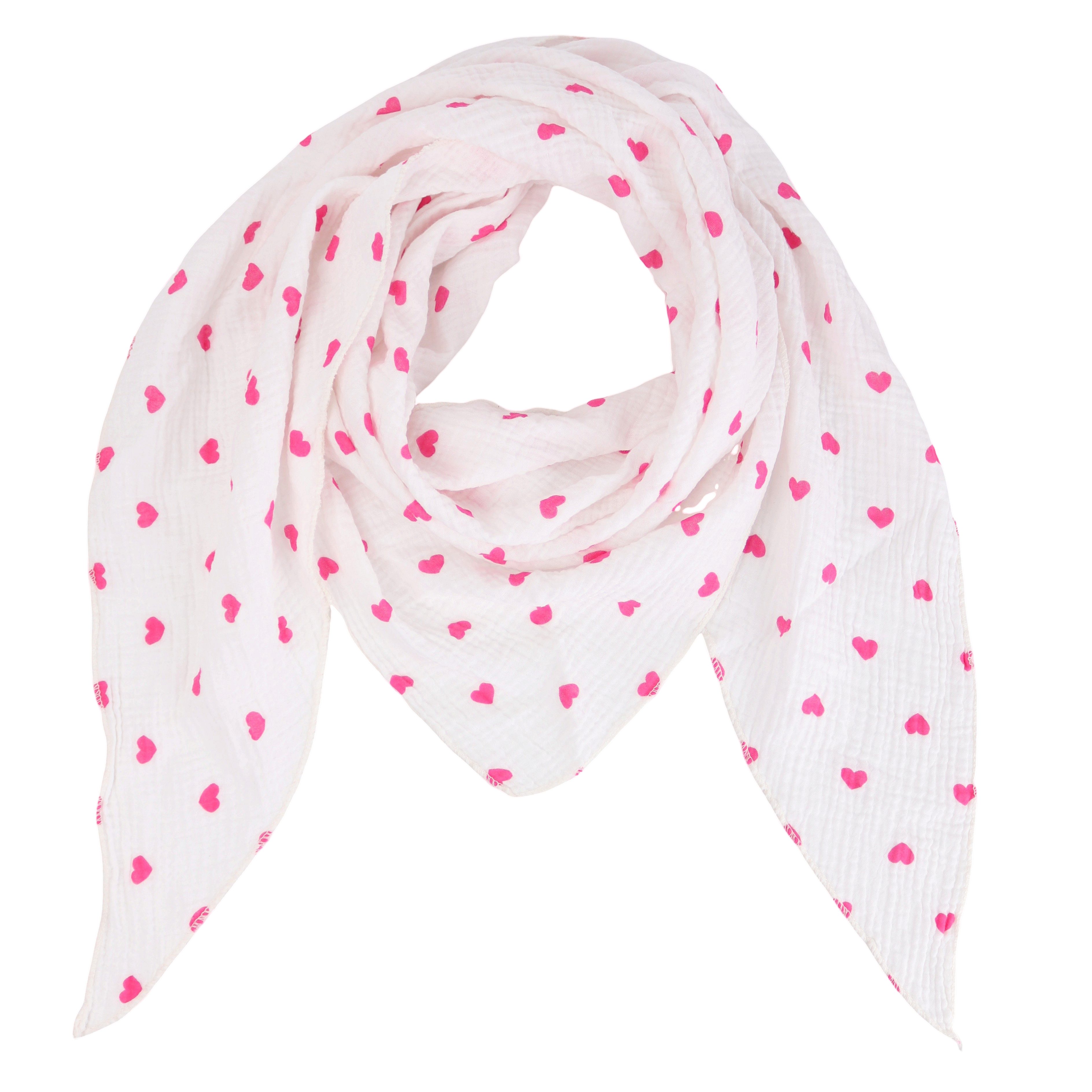 MIRROSI Dreieckstuch Aus Musellin Dreiecksschal ca.195x80 cm, Herz Print Ma günstig online kaufen
