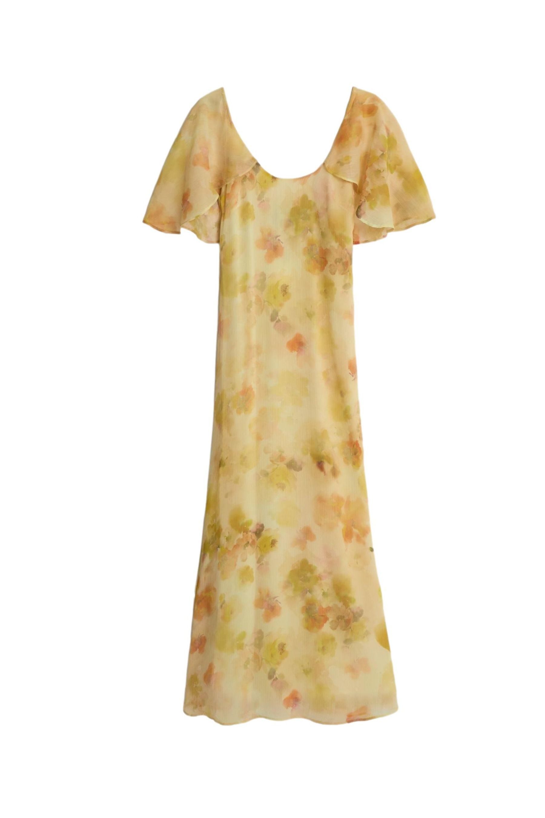 Bhoem Chiffonkleid Kleid mit Blumen-Print, Chiffon und Cape-Ärmeln (1-tlg)