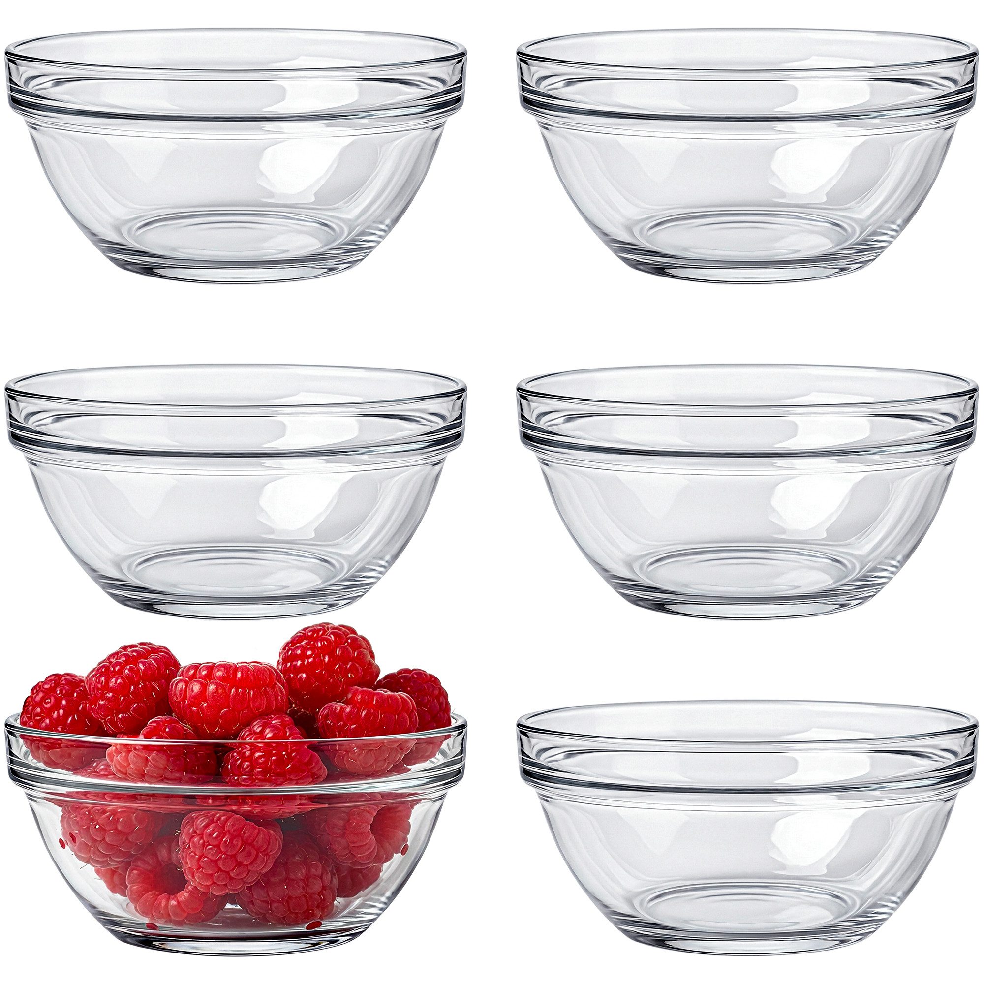 KONZEPT Salatschüssel Set 240 ml aus Glas, Stapelbar, (Set, 6-tlg), ideal als Dessertschalen, Müslischalen, Servierschalen