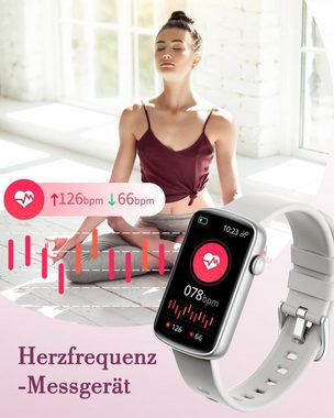 SHANG WING Smartwatch (1,47 Zoll, Android iOS), Fitness Tracker Schrittzähler Pulsuhr SpO2 Messung Wasserdicht IP68