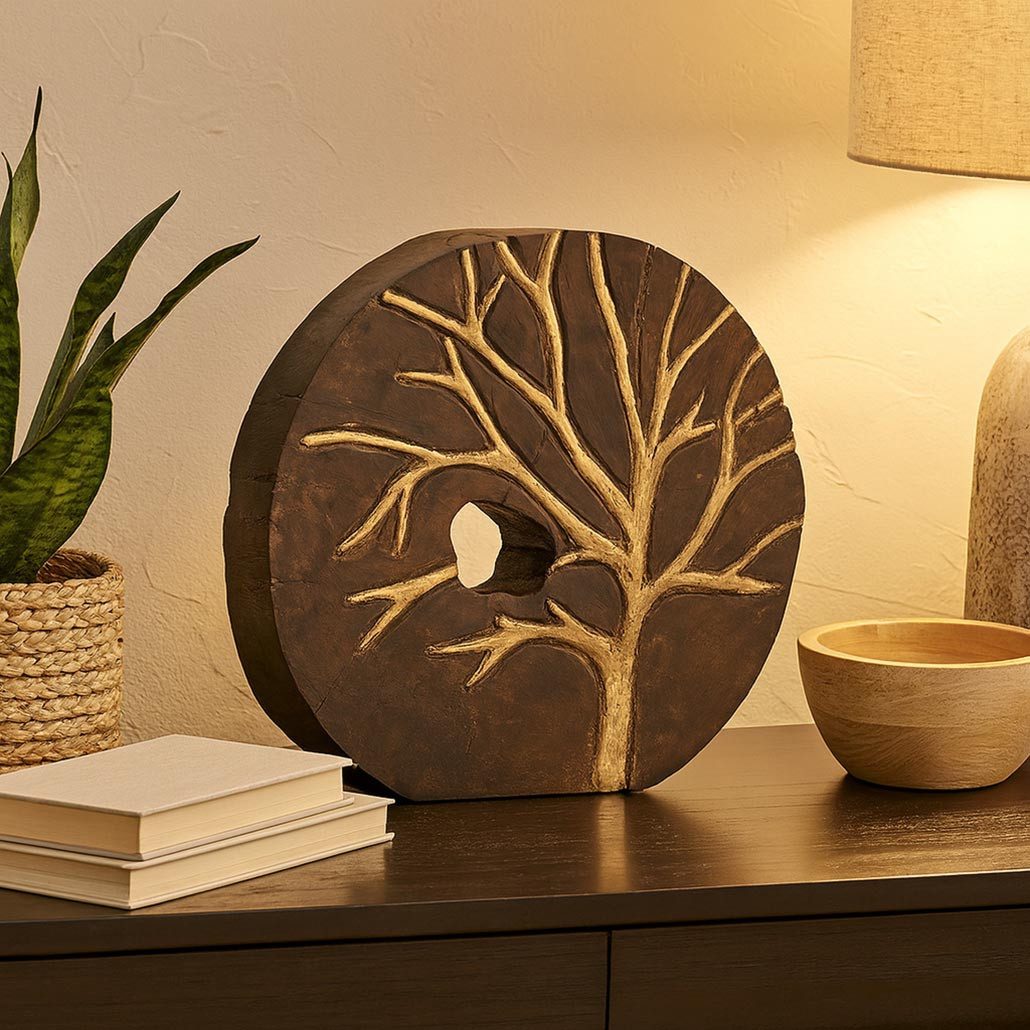 Kobolo Dekoobjekt Dekofigur Holzdeko TREE aus Holz, Holzfigur Skulptur Wohndeko (Stück, 1 St., Stück), 27x6x27 cm