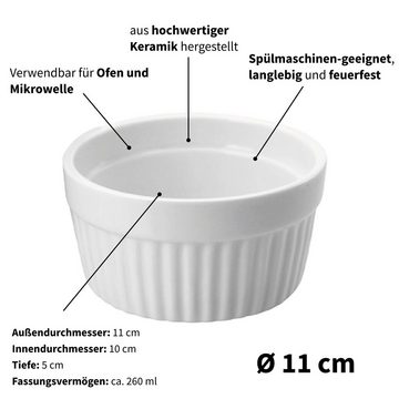 ToCi Dessertschale Creme Brulee Set Förmchen Ø 11x5cm Auflaufformen Weiß 260ml Keramik, (4-tlg)