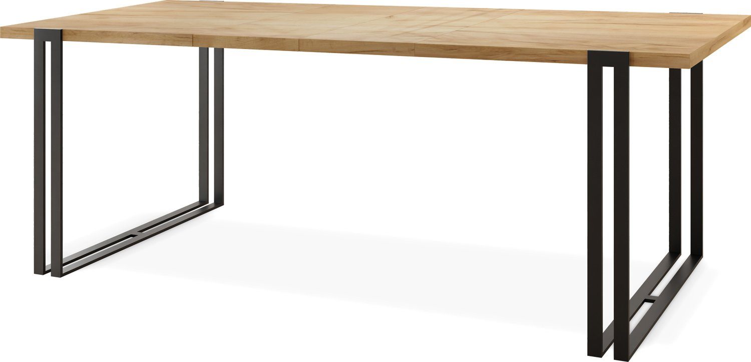WFL GROUP Esstisch Marco, Tisch Eiche im Metallbeinen Loft-Stil Schwarze Craft mit